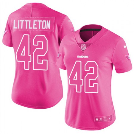 Nike Raiders #42 Cory Littleton Pink Women's Stitched NFL Limited Rush Fashion Jersey
