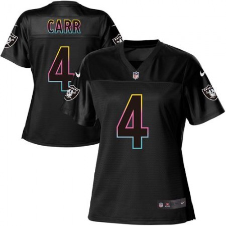 Nike Raiders #4 Derek Carr Black Women's NFL Fashion Game Jersey