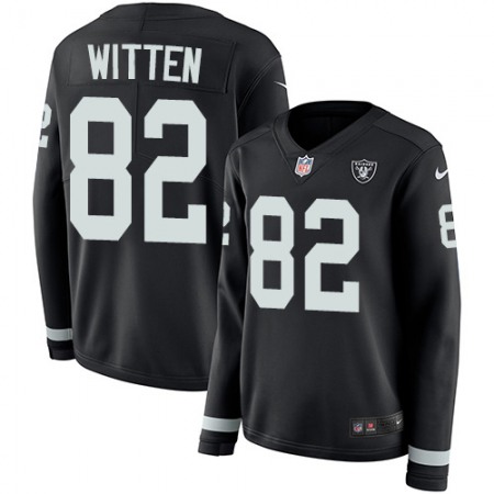 Nike Raiders #82 Jason Witten Black Team Color Women's Stitched NFL Limited Therma Long Sleeve Jersey