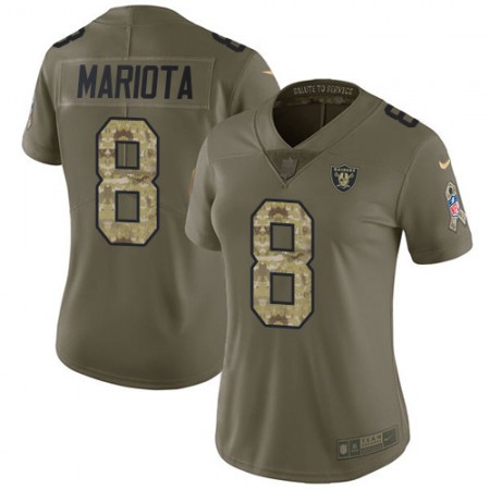 Nike Raiders #8 Marcus Mariota Olive/Camo Women's Stitched NFL Limited 2017 Salute To Service Jersey