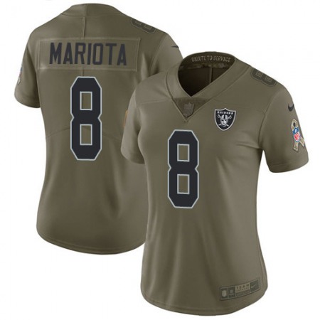 Nike Raiders #8 Marcus Mariota Olive Women's Stitched NFL Limited 2017 Salute To Service Jersey
