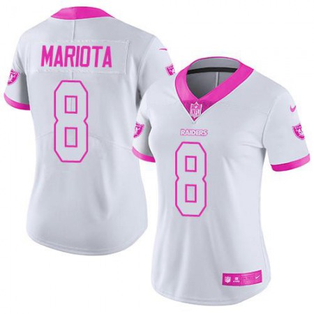 Nike Raiders #8 Marcus Mariota White/Pink Women's Stitched NFL Limited Rush Fashion Jersey