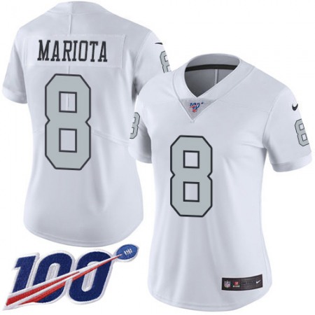 Nike Raiders #8 Marcus Mariota White Women's Stitched NFL Limited Rush 100th Season Jersey