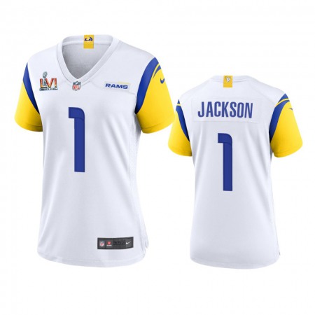 Los Angeles Rams #1 Desean Jackson Women's Super Bowl LVI Patch Nike Alternate Game NFL Jersey - White