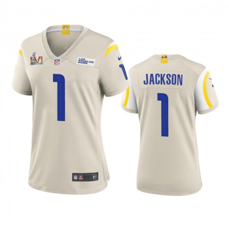 Los Angeles Rams #1 Desean Jackson Women's Super Bowl LVI Patch Nike Game NFL Jersey - Bone