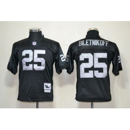 Mitchell And Ness Raiders #25 Fred Biletnikoff Black Throwback Stitched Youth NFL Jersey