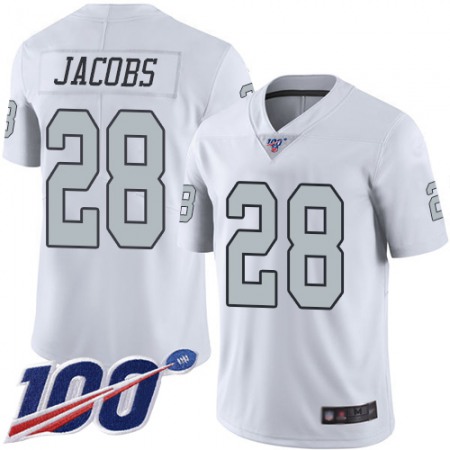 Nike Raiders #28 Josh Jacobs White Youth Stitched NFL Limited Rush 100th Season Jersey