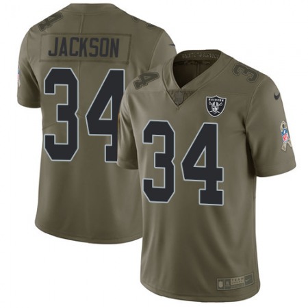 Nike Raiders #34 Bo Jackson Olive Youth Stitched NFL Limited 2017 Salute to Service Jersey