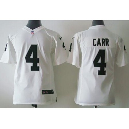 Nike Raiders #4 Derek Carr White Youth Stitched NFL Elite Jersey