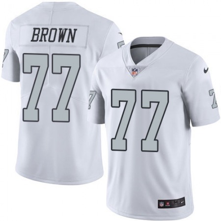 Nike Raiders #77 Trent Brown White Youth Stitched NFL Limited Rush Jersey