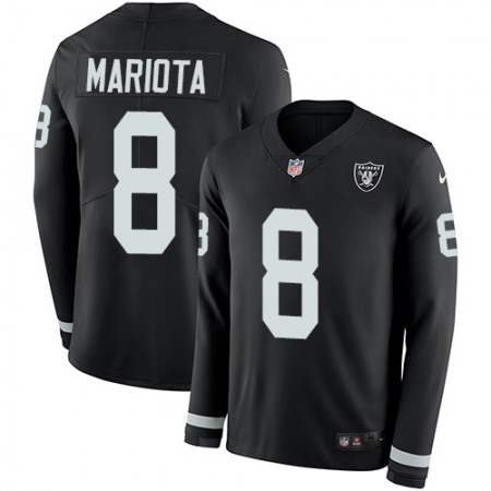 Nike Raiders #8 Marcus Mariota Black Team Color Youth Stitched NFL Limited Therma Long Sleeve Jersey