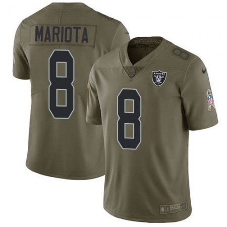 Nike Raiders #8 Marcus Mariota Olive Youth Stitched NFL Limited 2017 Salute To Service Jersey
