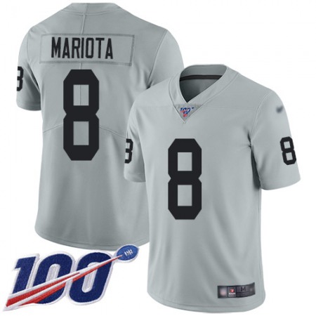 Nike Raiders #8 Marcus Mariota Silver Youth Stitched NFL Limited Inverted Legend 100th Season Jersey