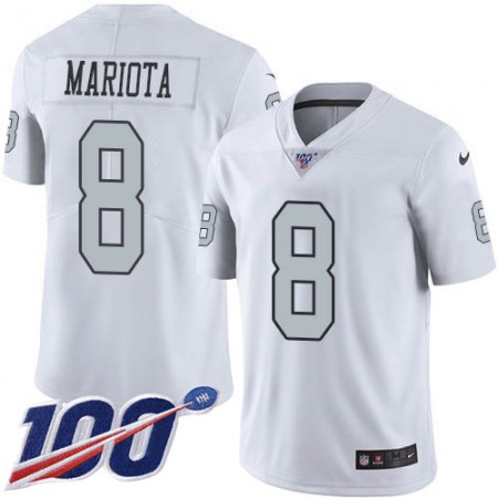 Nike Raiders #8 Marcus Mariota White Youth Stitched NFL Limited Rush 100th Season Jersey
