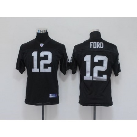 Raiders #12 Jacoby Ford Black Stitched Youth NFL Jersey