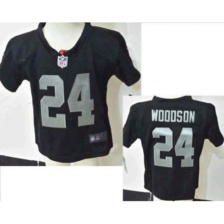 Toddler Nike Raiders #24 Charles Woodson Black Team Color Stitched NFL Elite Jersey