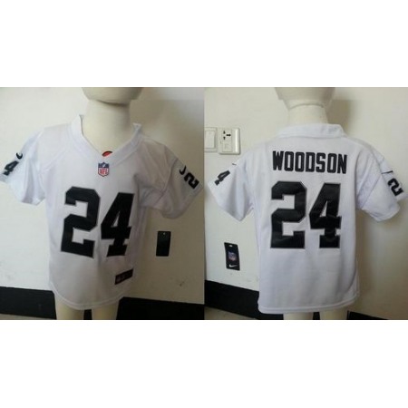 Toddler Nike Raiders #24 Charles Woodson White Stitched NFL Elite Jersey