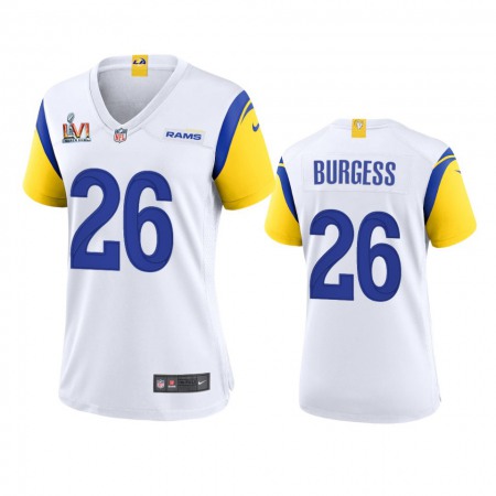 Los Angeles Rams #26 Terrell Burgess Women's Super Bowl LVI Patch Nike Alternate Game NFL Jersey - White