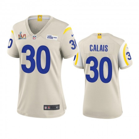 Los Angeles Rams #30 Raymond Calais Women's Super Bowl LVI Patch Nike Game NFL Jersey - Bone