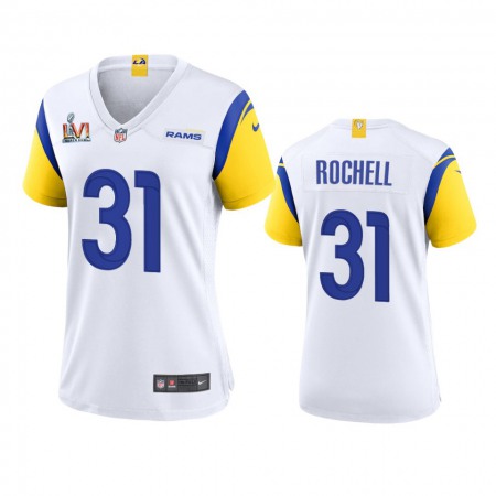 Los Angeles Rams #31 Robert Rochell Women's Super Bowl LVI Patch Nike Alternate Game NFL Jersey - White