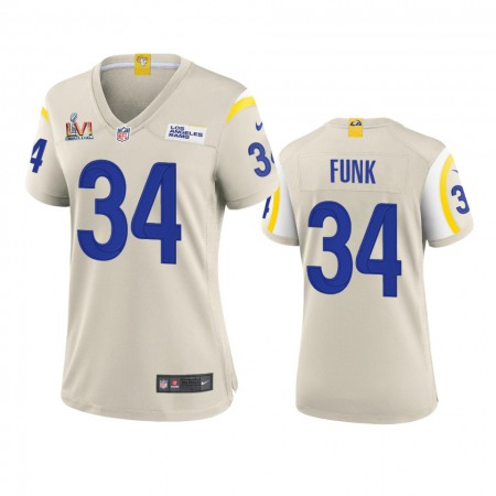 Los Angeles Rams #34 Jake Funk Women's Super Bowl LVI Patch Nike Game NFL Jersey - Bone