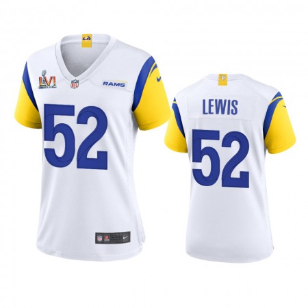 Los Angeles Rams #52 Terrell Lewis Women's Super Bowl LVI Patch Nike Alternate Game NFL Jersey - White