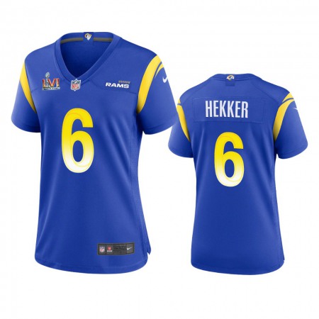 Los Angeles Rams #6 Johnny Hekker Women's Super Bowl LVI Patch Nike Game NFL Jersey - Royal