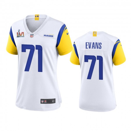 Los Angeles Rams #71 Bobby Evans Women's Super Bowl LVI Patch Nike Alternate Game NFL Jersey - White