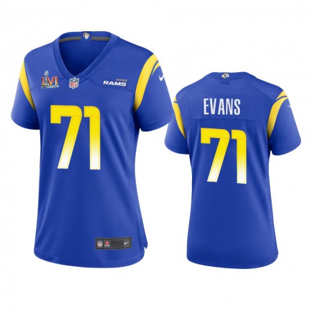Los Angeles Rams #71 Bobby Evans Women's Super Bowl LVI Patch Nike Game NFL Jersey - Royal