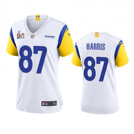 Los Angeles Rams #87 Jacob Harris Women's Super Bowl LVI Patch Nike Alternate Game NFL Jersey - White
