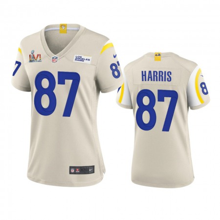 Los Angeles Rams #87 Jacob Harris Women's Super Bowl LVI Patch Nike Game NFL Jersey - Bone