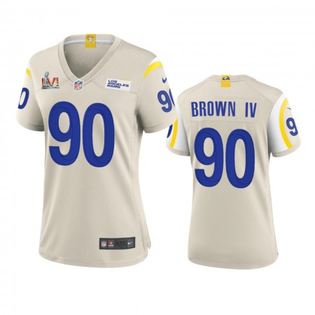 Los Angeles Rams #90 Earnest Brown IV Women's Super Bowl LVI Patch Nike Game NFL Jersey - Bone