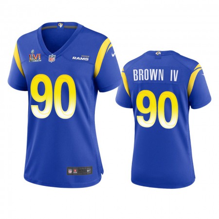Los Angeles Rams #90 Earnest Brown IV Women's Super Bowl LVI Patch Nike Game NFL Jersey - Royal