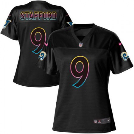 Los Angeles Rams #9 Matthew Stafford Black Women's NFL Fashion Game Jersey