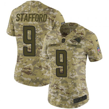 Los Angeles Rams #9 Matthew Stafford Camo Women's Stitched NFL Limited 2018 Salute to Service Jersey