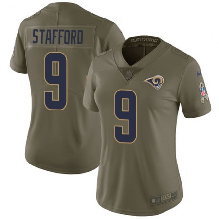 Los Angeles Rams #9 Matthew Stafford Olive Women's Stitched NFL Limited 2017 Salute to Service Jersey
