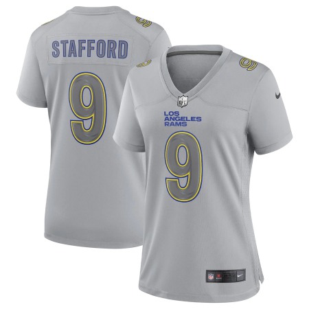 Los Angeles Rams #9 Matthew Stafford Women's Gray Atmosphere Fashion Game Jersey