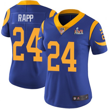 Nike Rams #24 Taylor Rapp Royal Blue Alternate Super Bowl LVI Patch Women's Stitched NFL Vapor Untouchable Limited Jersey