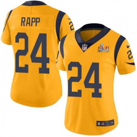 Nike Rams #24 Taylor Rapp White Super Bowl LVI Patch Women's Stitched NFL Vapor Untouchable Limited Jersey