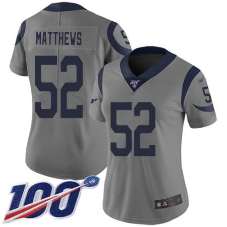 Nike Rams #52 Clay Matthews Gray Women's Stitched NFL Limited Inverted Legend 100th Season Jersey
