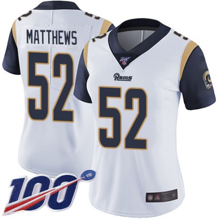 Nike Rams #52 Clay Matthews White Women's Stitched NFL 100th Season Vapor Limited Jersey