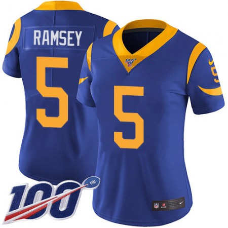 Nike Rams #5 Jalen Ramsey Royal Blue Alternate Women's Stitched NFL 100th Season Vapor Untouchable Limited Jersey