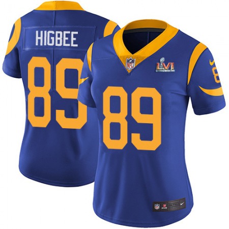 Nike Rams #89 Tyler Higbee Royal Blue Alternate Super Bowl LVI Patch Women's Stitched NFL Vapor Untouchable Limited Jersey