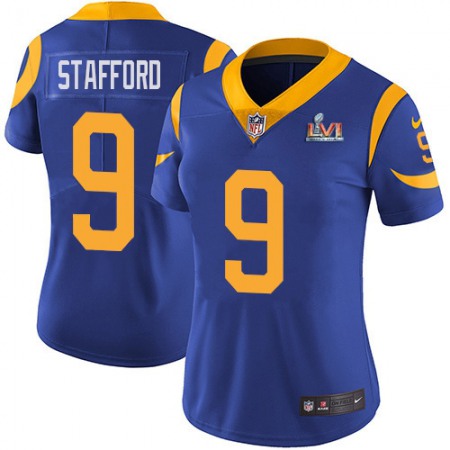 Nike Rams #9 Matthew Stafford Royal Blue Alternate Super Bowl LVI Patch Women's Stitched NFL Vapor Untouchable Limited Jersey
