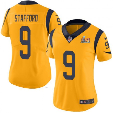 Nike Rams #9 Matthew Stafford White Super Bowl LVI Patch Women's Stitched NFL Vapor Untouchable Limited Jersey