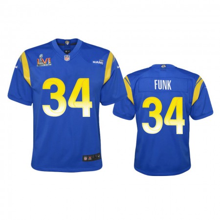 Los Angeles Rams #34 Jake Funk Youth Super Bowl LVI Patch Nike Game NFL Jersey - Royal