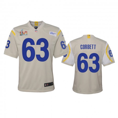 Los Angeles Rams #63 Austin Corbett Youth Super Bowl LVI Patch Nike Game NFL Jersey - Bone