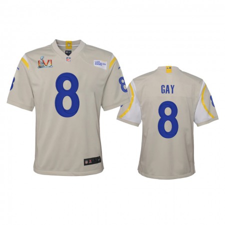 Los Angeles Rams #8 Matt Gay Youth Super Bowl LVI Patch Nike Game NFL Jersey - Bone