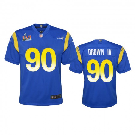 Los Angeles Rams #90 Earnest Brown IV Youth Super Bowl LVI Patch Nike Game NFL Jersey - Royal
