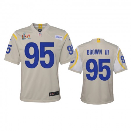 Los Angeles Rams #95 Bobby Brown III Youth Super Bowl LVI Patch Nike Game NFL Jersey - Bone